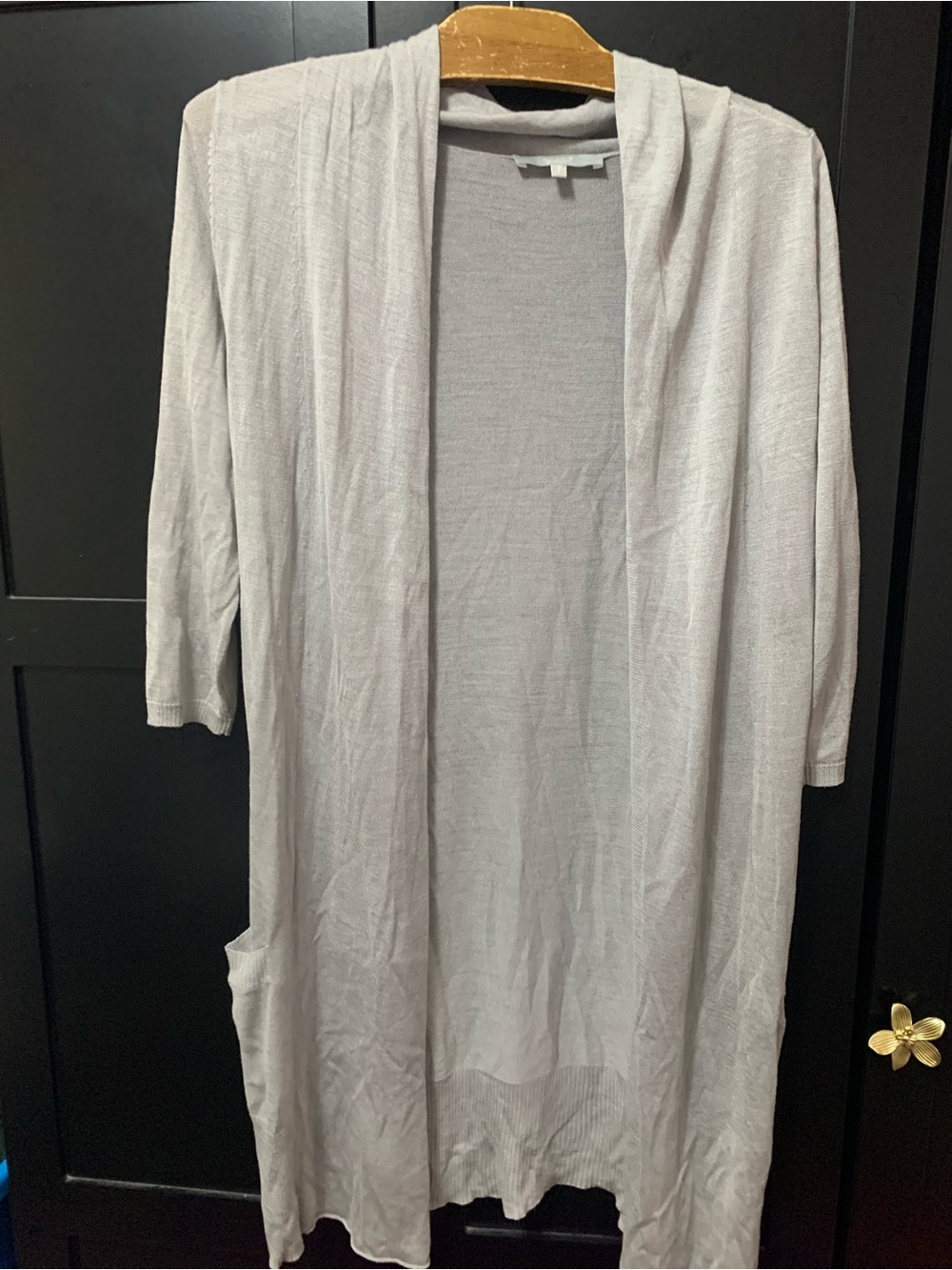 Cassis Silk Light Gray Open-Front Women's Cardigan Sweater Casual Layering